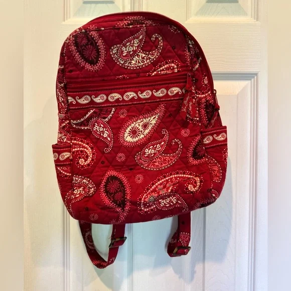 Vera Bradley Red Paisley Small Backpack - Picture 1 of 3